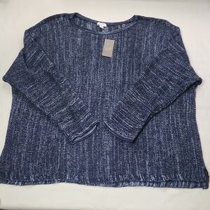 J Jill Pure Jill NWT 3X Women's Navy Blue Sweater Cotton Rayon Blend